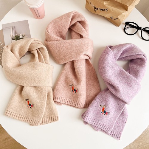 小马刺绣柔软羊绒围巾加厚保暖男女款本命年毛线围脖冬季2026新品 - 图2