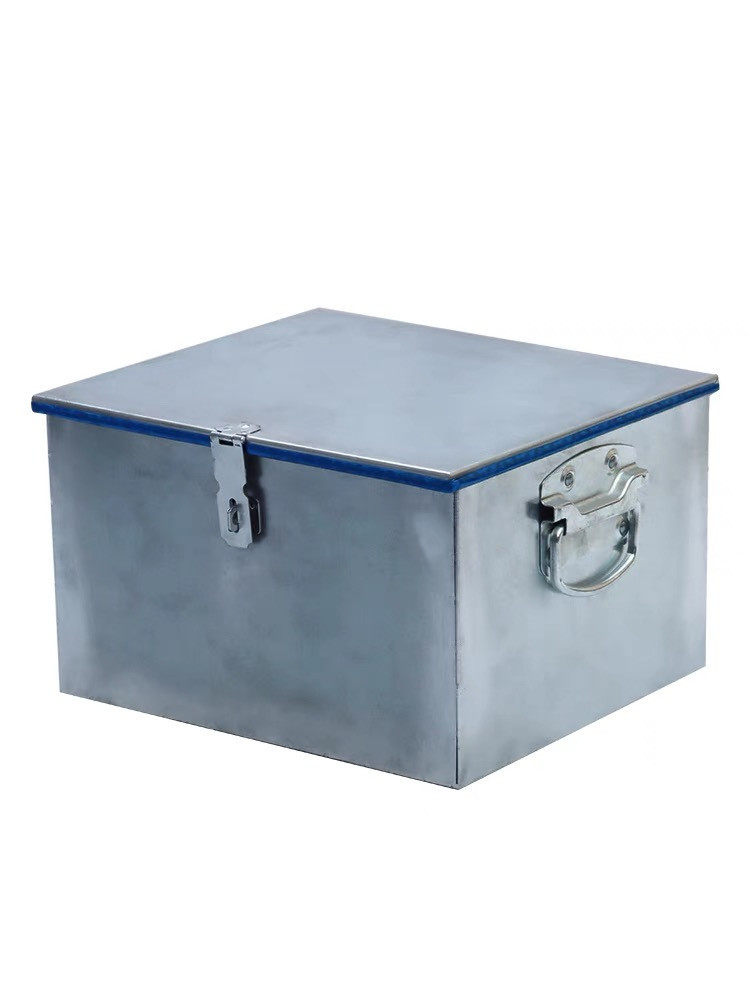 大白铁皮镀锌工具铁箱储物箱不锈钢带锁收纳加厚盒子定做铁