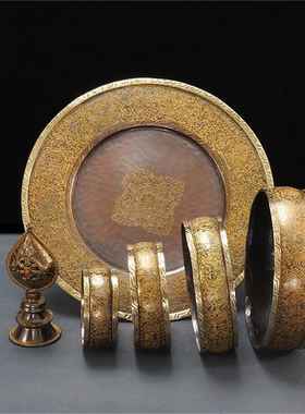 尼泊尔曼扎盘桌面铜摆件