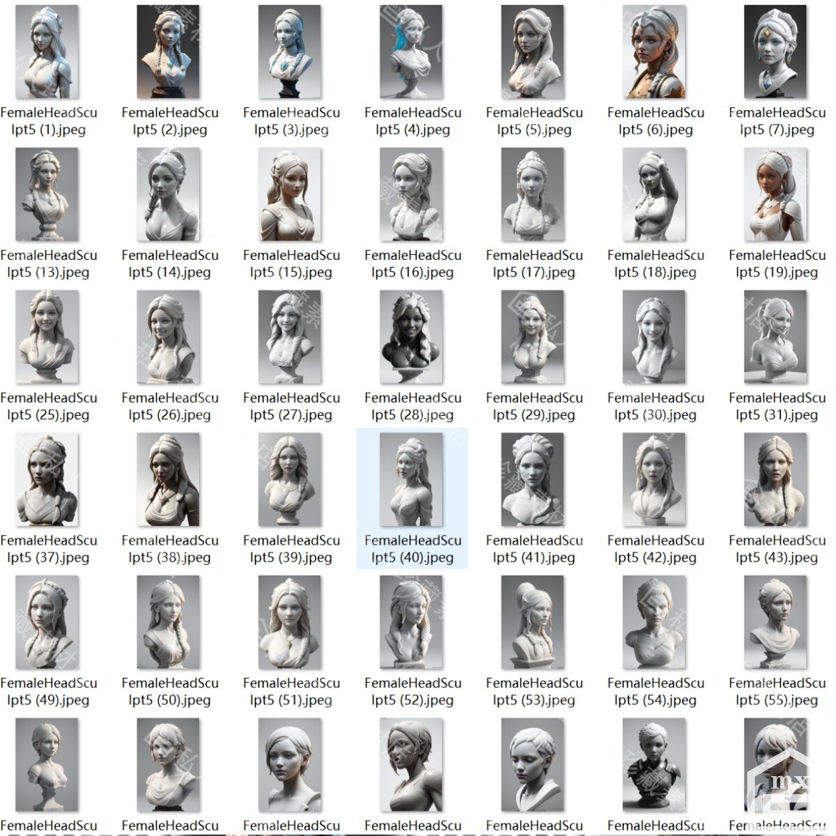 240张ZBrush欧美女性头部雕塑图片脸部发型zb头像雕刻参考图素材