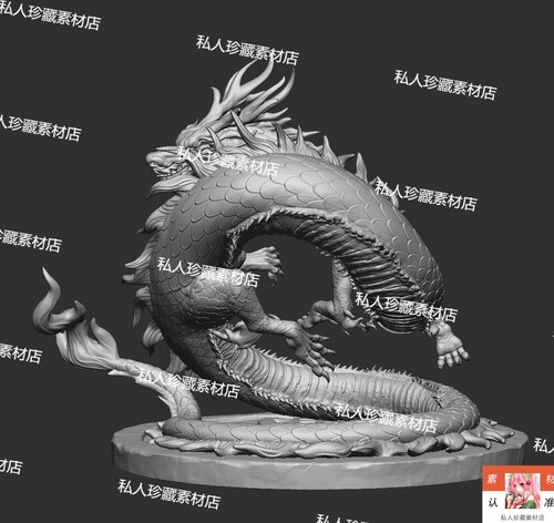 zbrush中国龙雕刻3d模型手办stl飞龙zb长龙雕刻龙王模型可打印obj - 图0