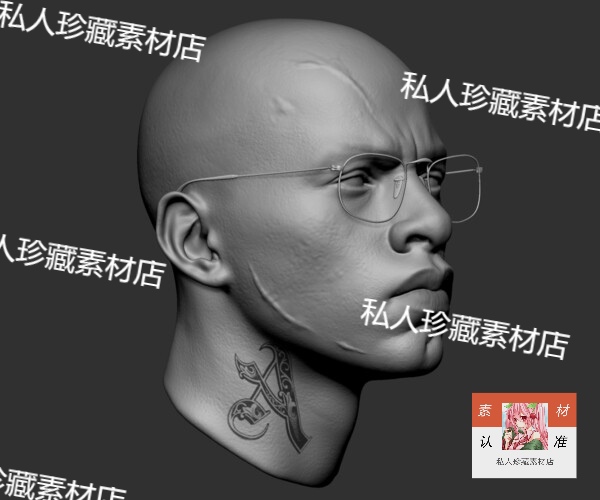 zbrush伤疤男性角色肖像头像雕刻3d模型zb日韩刀疤痕头部脸部模型 - 图1