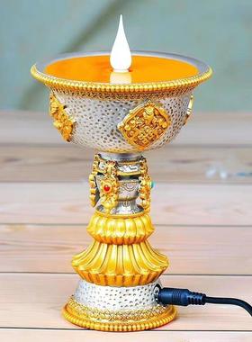 密宗法器藏传用品电子酥油灯长明供灯插电酥油灯摆件八吉祥