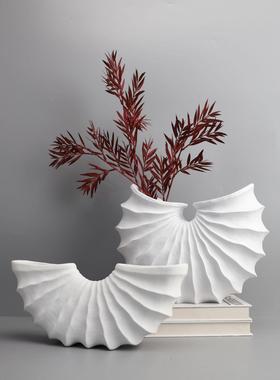 欧1111式白色树室扇形螺花器摆件样板房电海视脂柜卧室书房卧客厅