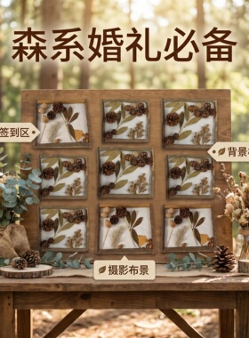 手工松果干果贴面装点墙面壁挂