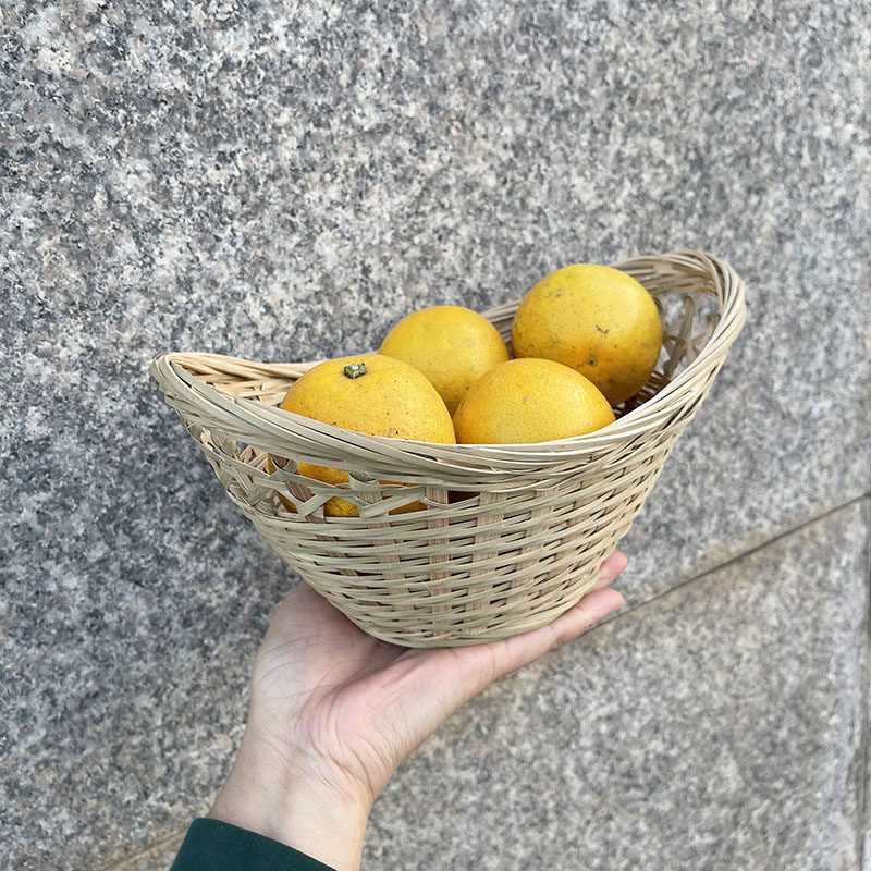 水果竹篮编织筐手提家用元宝形状竹制品干果收纳青篾小号装饰商用,淘宝优惠券,粉丝福利购,淘宝优惠卷