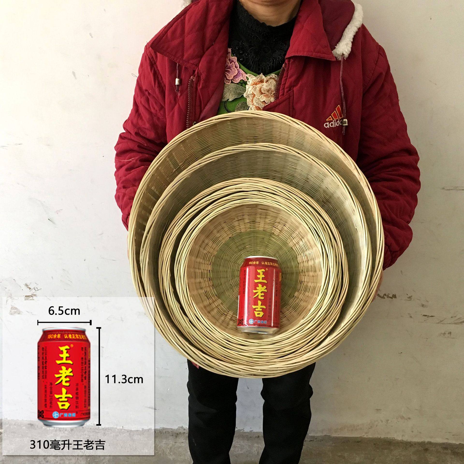 竹编篮手工制品馒头收纳家用沥水洗菜圆形耐用大中小号一套装结实,淘宝优惠券,粉丝福利购,淘宝优惠卷