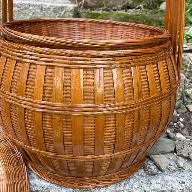 Bamboo weaving basket handmade vintage knitting products picking basket