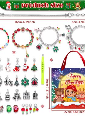 亚马逊新款24降临倒数日历拼图 儿童手工diy圣诞串珠手链盲盒礼盒