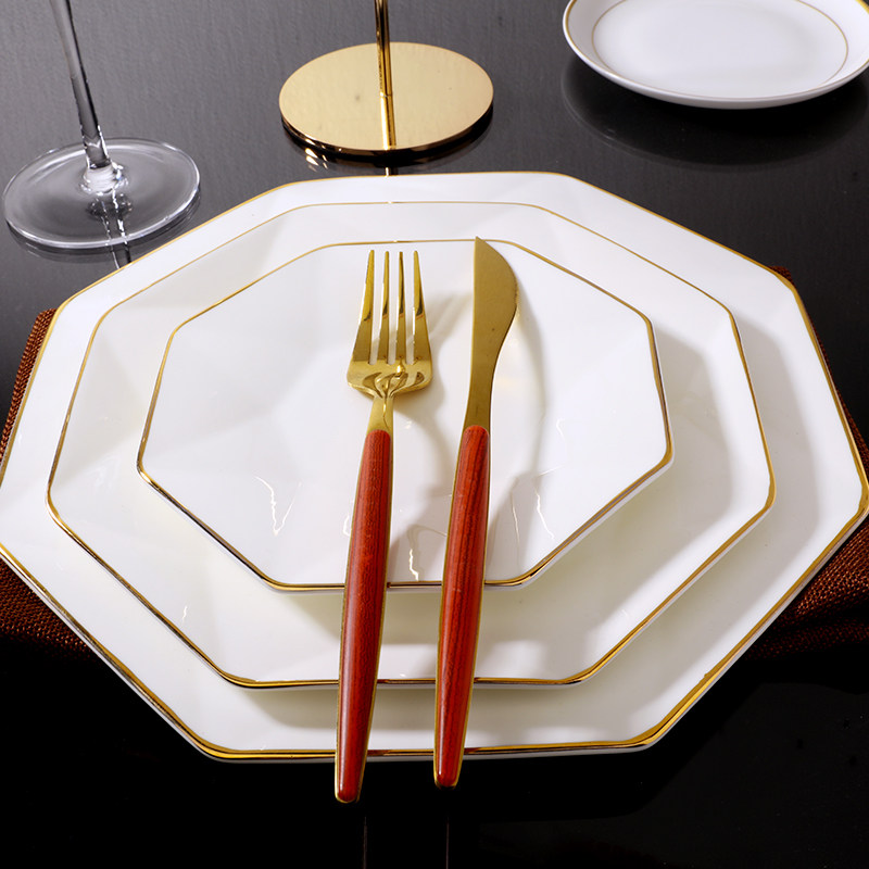 骨质瓷金边平盘定制酒店摆台小骨碟西餐十寸牛排盘浅盘陶瓷苏菲碟