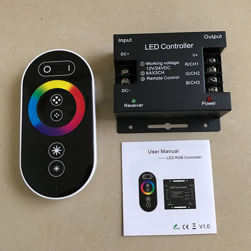 LED全彩RGB七彩调光控制器DC5V12V24V灯带灯条调色变色遥控调节器 - 图2