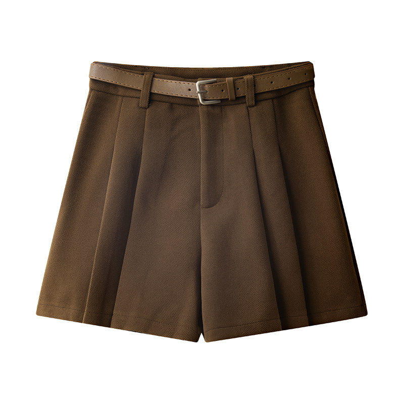 百褶半身裙裤秋冬2026新款女装毛呢短裤裙小个子欧货高腰棕色靴裤,淘宝优惠券,粉丝福利购,淘宝优惠卷
