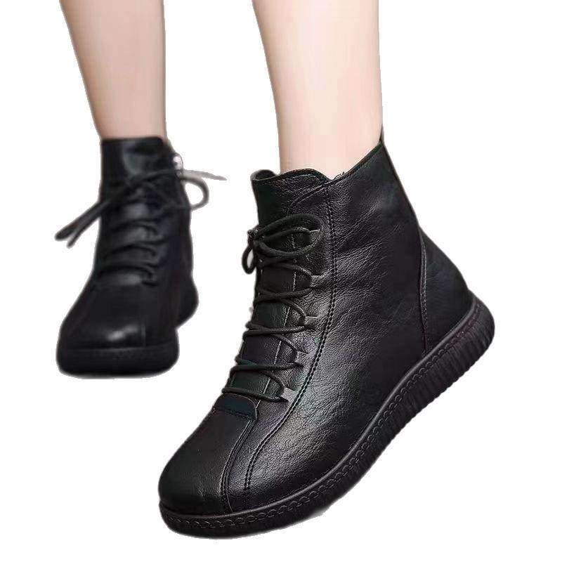 休闲短靴保暖加绒平底防滑皮鞋女冬季中老年大棉鞋高帮软底雪地靴,淘宝优惠券,粉丝福利购,淘宝优惠卷