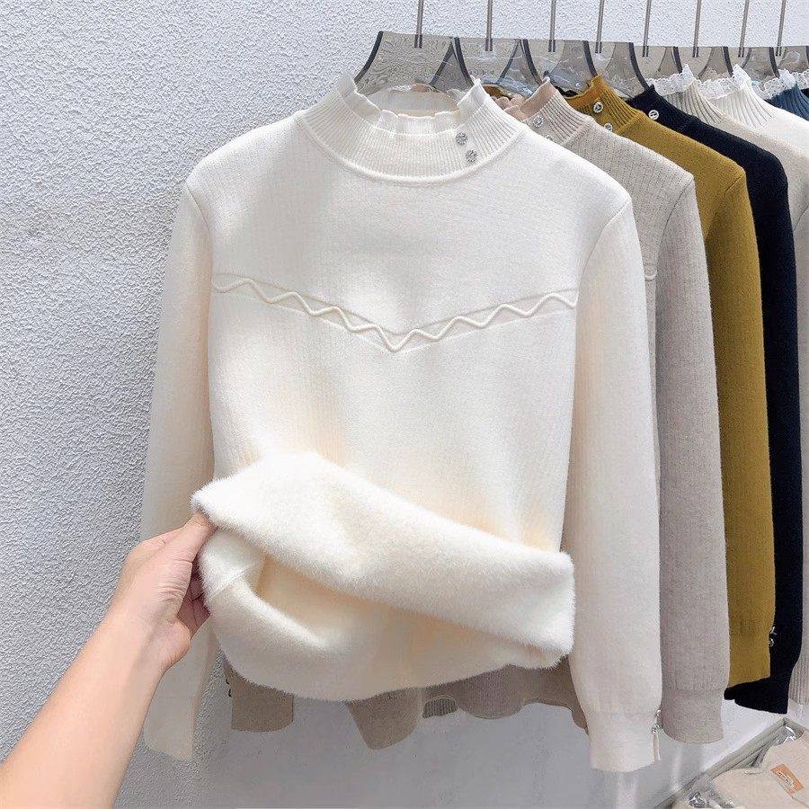 半高领一体绒打底衫女士春秋装2025新款爆款高级好看加绒加厚毛衣,淘宝优惠券,粉丝福利购,淘宝优惠卷