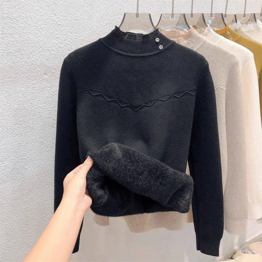 半高领一体绒打底衫女士春秋装2025新款爆款高级好看加绒加厚毛衣,淘宝优惠券,粉丝福利购,淘宝优惠卷