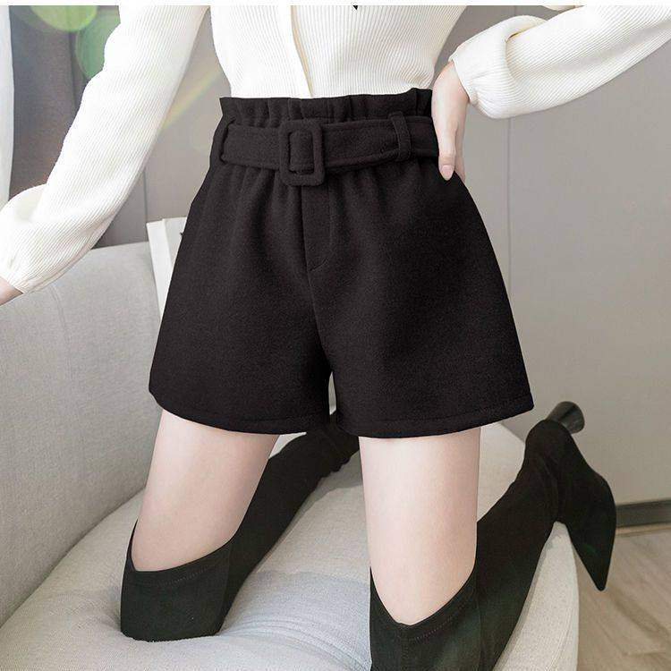 毛呢短裤女松紧腰年秋冬a字高腰阔腿休闲冬季外穿呢子靴裤潮漂亮,淘宝优惠券,粉丝福利购,淘宝优惠卷