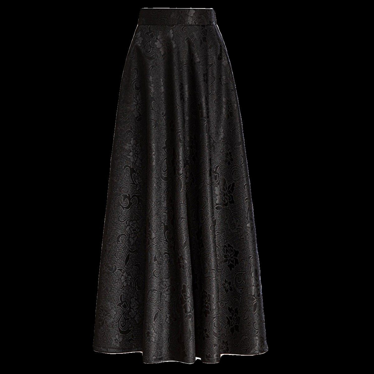 秋冬新款黑色提花大摆半身裙女气质高腰A字裙显瘦大码跳舞长裙子,淘宝优惠券,粉丝福利购,淘宝优惠卷