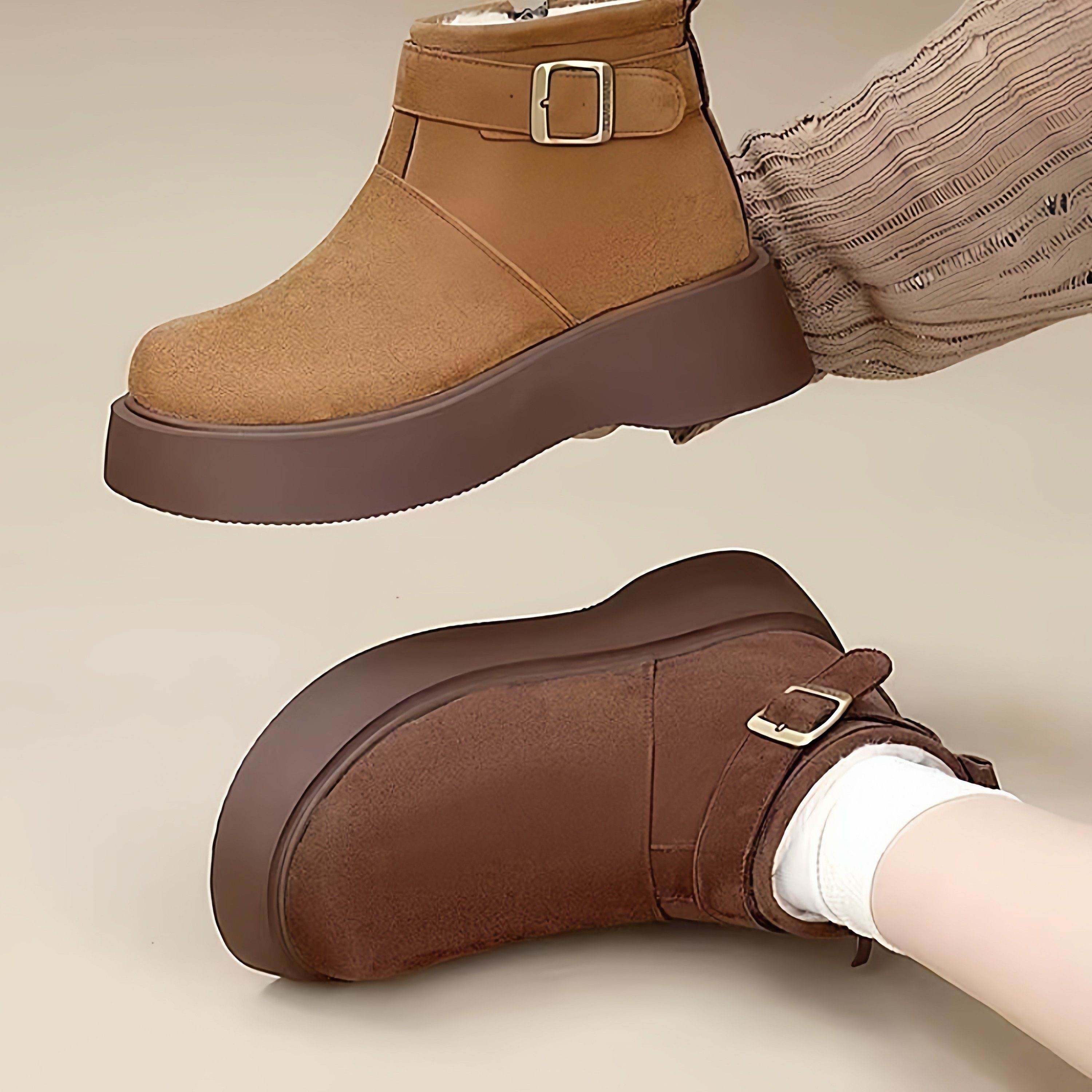 时尚厚底短靴女鞋绒面雪地靴女2026秋冬新款加绒加厚保暖妈妈棉鞋,淘宝优惠券,粉丝福利购,淘宝优惠卷