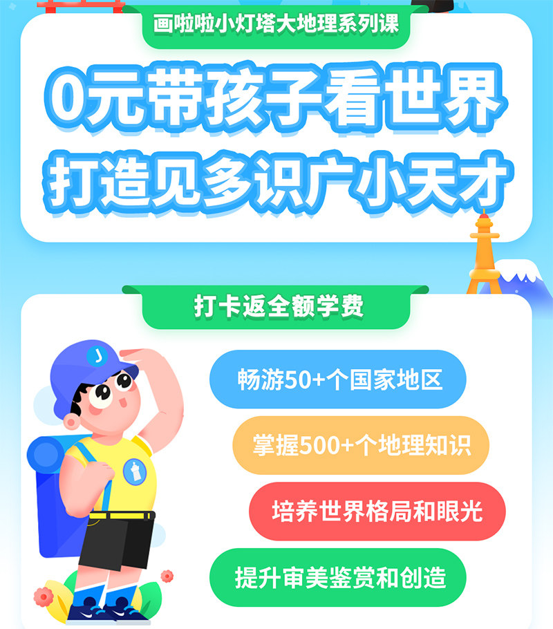 打卡0元购 画啦啦 儿童地理启蒙素质教育动画课 72节小灯塔精品课 天猫优惠券折后￥99（￥199-100）99元