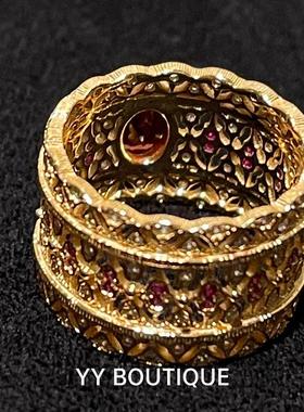 天然石榴石红宝石指环戒指