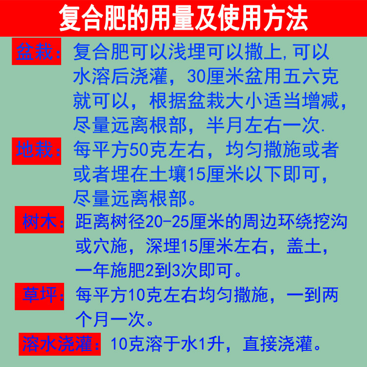 通用复合肥种菜花肥料尿素氮磷钾三元复合肥花卉果树蔬菜家用肥