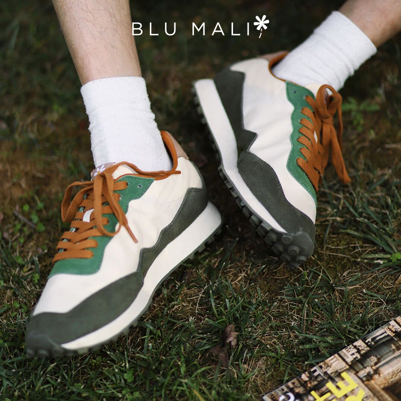 BluMali2025春夏新款男女复古慢跑鞋轻便透气运动休闲跑步鞋