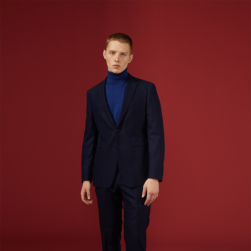 【商场同款】Lavico/朗维高宝蓝色提花商务枪驳领正装西服男 - 图2