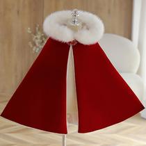 Christmas Children Cloister Cloak Cape Autumn Winter Style Garnter Thickened Hanfu With Cap Outside of the Airy Collar of the Year