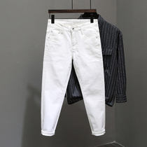 Mens white jeans 2022 Spring new minimalist casual 100 hitch version of the body trendy 90% smoke pipe pants