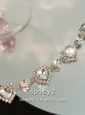 满钻桃心拼接choker公主风甜美