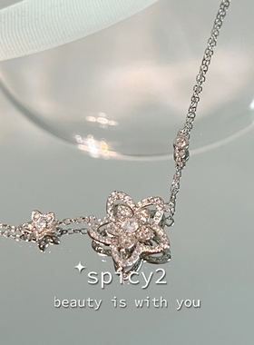 小众高级感花朵项链名媛气质轻奢