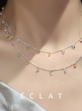 夏日多巴胺双层串珠项链小众高级