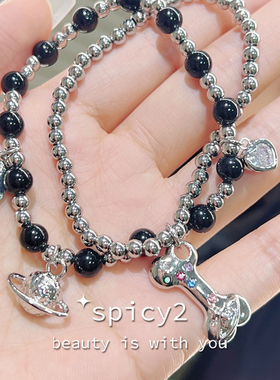 双层串珠少冷淡风土星小众设计