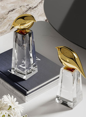 现代轻奢水晶金鸟小摆件客厅书房