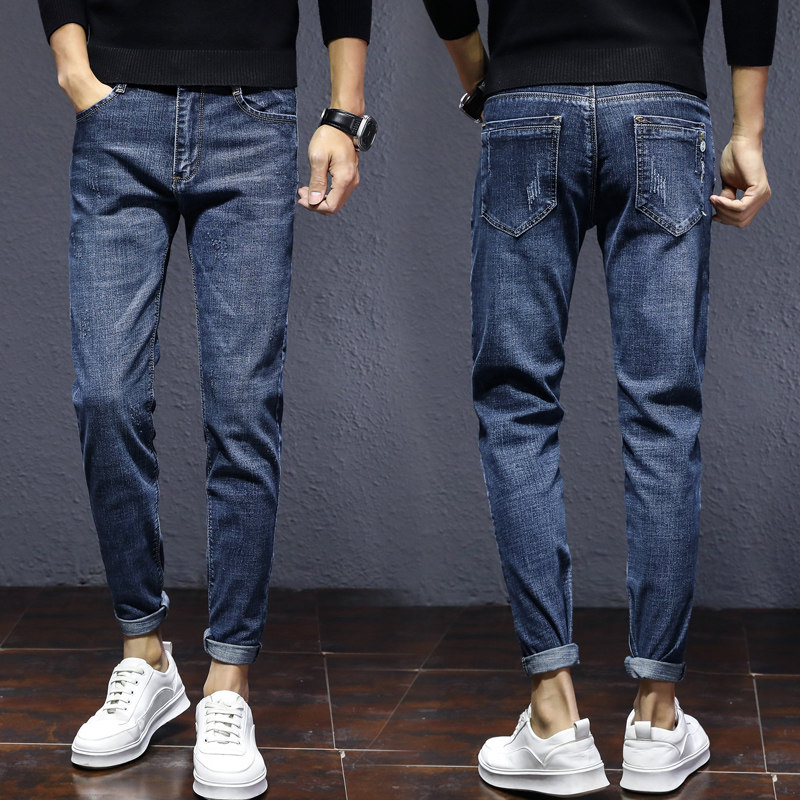 潮牌2020秋冬潮流男士九分裤牛仔裤 领爵狼牛仔裤