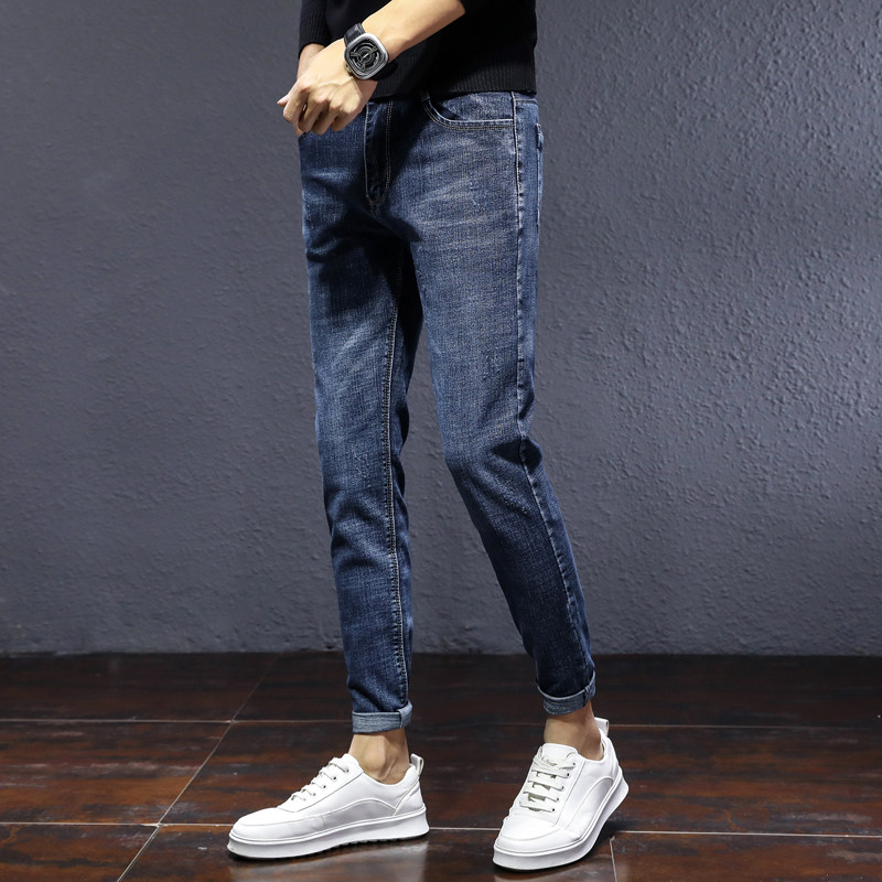 潮牌2020秋冬潮流男士九分裤牛仔裤 领爵狼牛仔裤