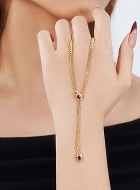 FFT珠宝925银培育红宝灵蛇古巴链