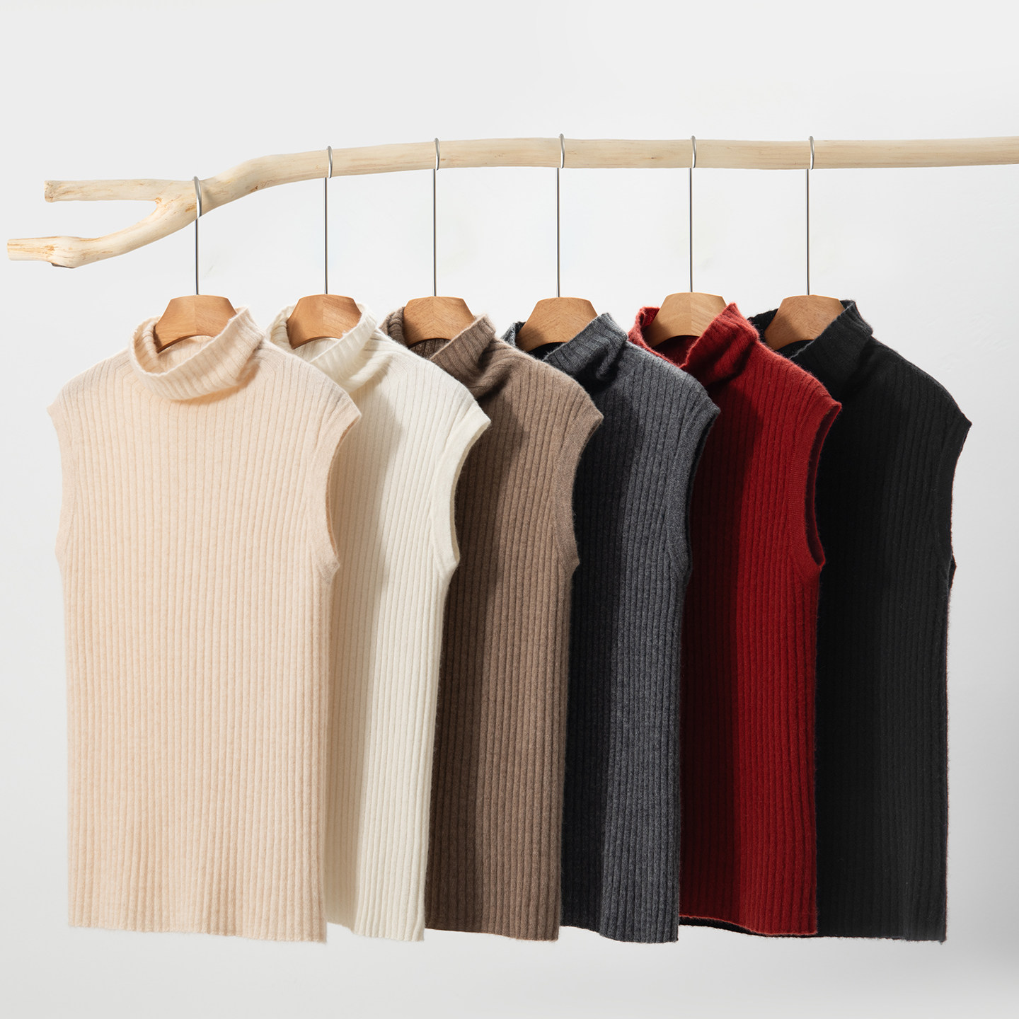 Wearable 100% Cashmere Pile Collar Sleeveless Vest