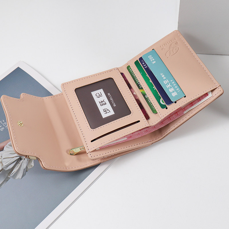 新款2022网红短款折叠女心小钱包 步跃伦钱包