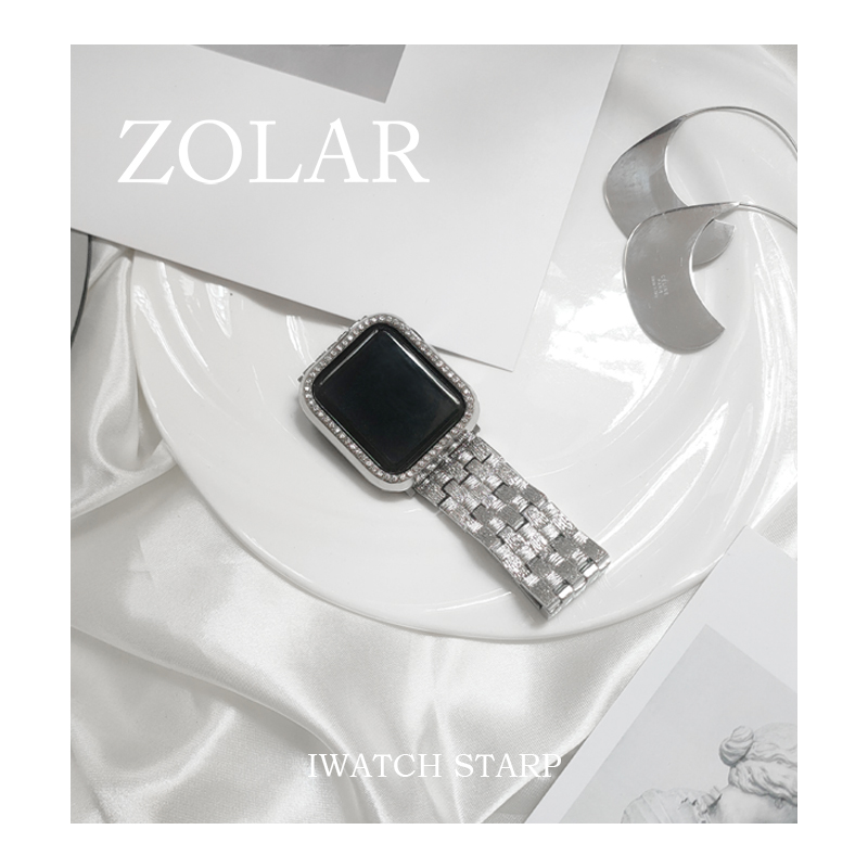 ZOLAR新款浮雕纹理编织表带适用于iwatch8/7654se代苹果手表金属-图2