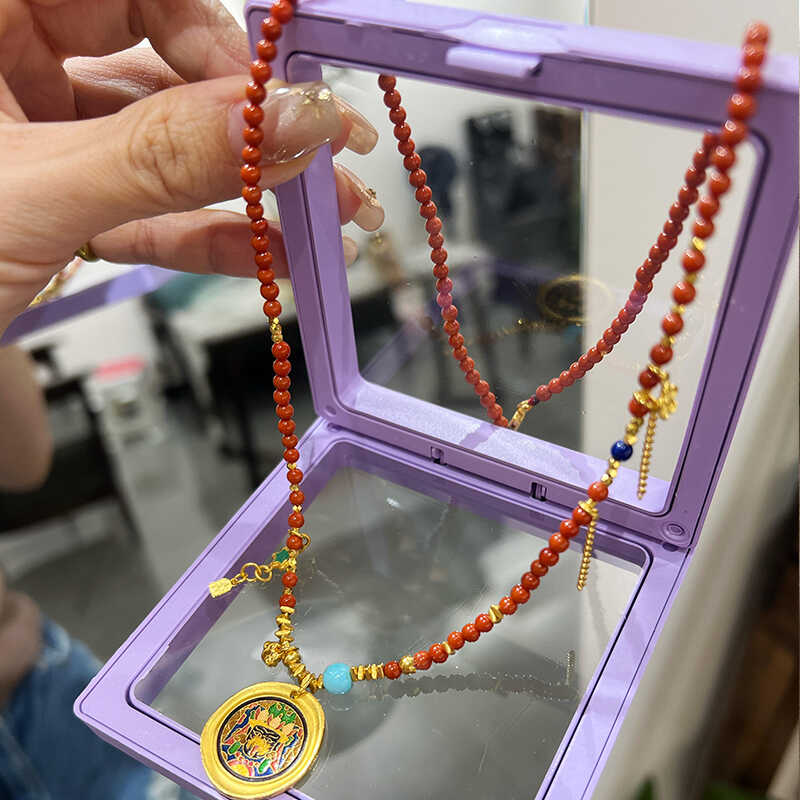 天然南红玛瑙项链扎基拉姆财神吊坠原创毛衣链锁骨链新中式财运女 - 图1