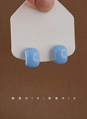 A561彩色糖豆耳钉晚棠个性简约