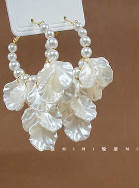 耳夹白色花园浮影晚棠贝壳MIN