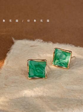 MIN森系之美复古法式方形耳钉