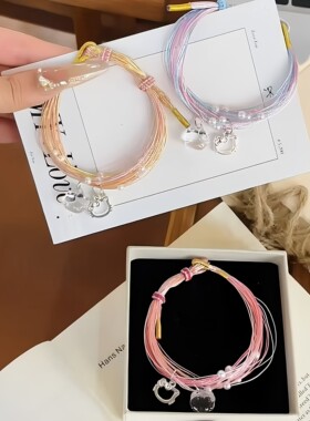 端午节猫咪五彩绳手链小众高级感手工编织手绳可调节小礼物送闺蜜