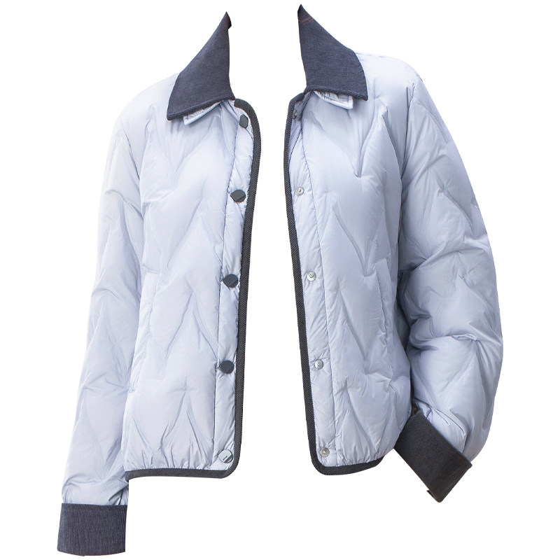 90绒轻薄短款羽绒服女冬季2025新款翻领撞色保暖外套显瘦鸭绒上衣,淘宝优惠券,粉丝福利购,淘宝优惠卷