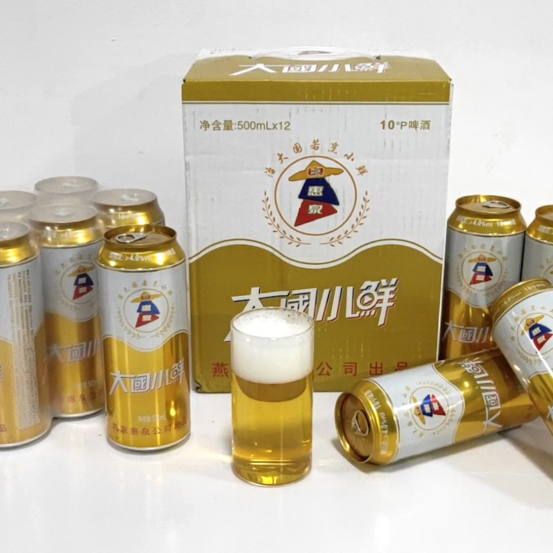 惠泉啤酒大国小鲜啤酒10度500ml*6听装整箱聚会烧烤大罐家庭春游