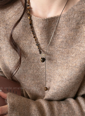 美拉德虎眼石秋冬毛衣项链毛衣链