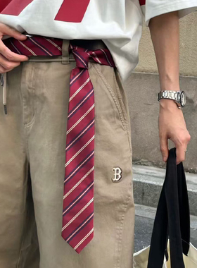 复古美式条纹领带腰带男女款