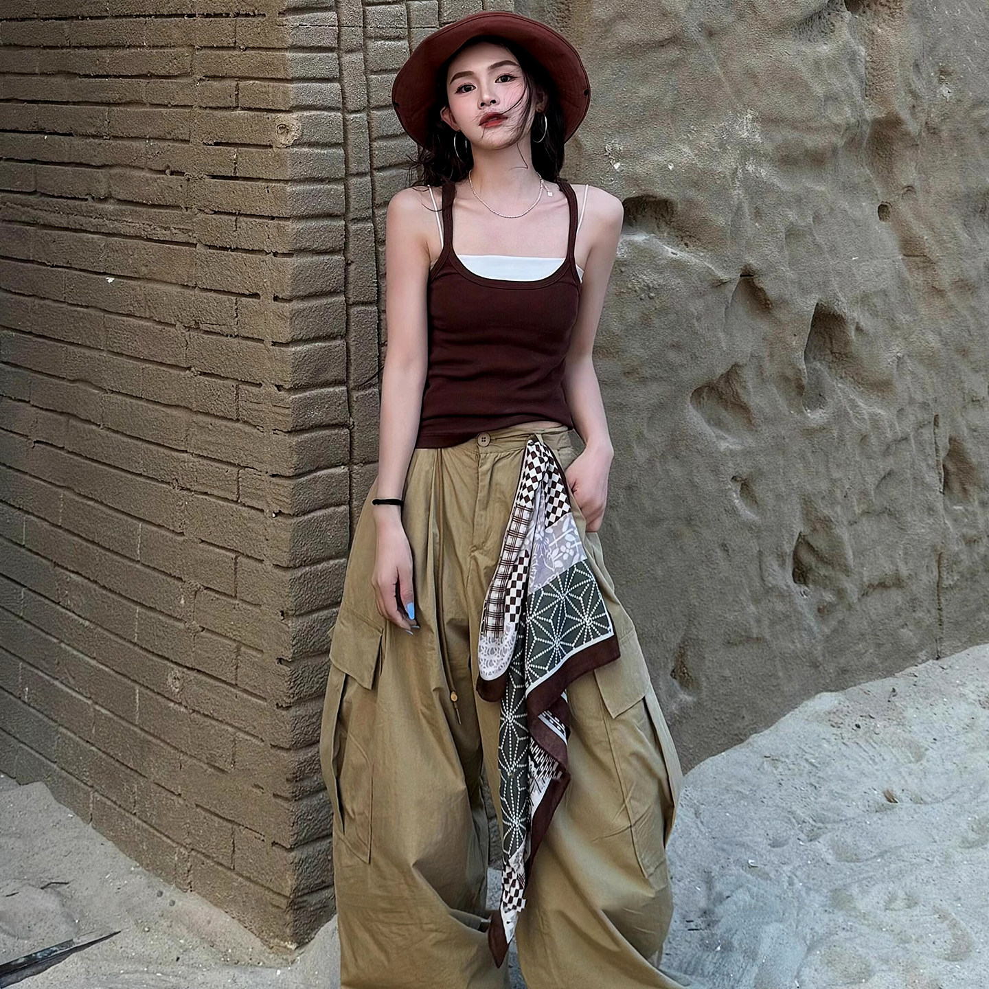 秋冬复古腰果花方巾丝巾女2025新款高级感腰封装饰腰带配裤子屁帘,淘宝优惠券,粉丝福利购,淘宝优惠卷